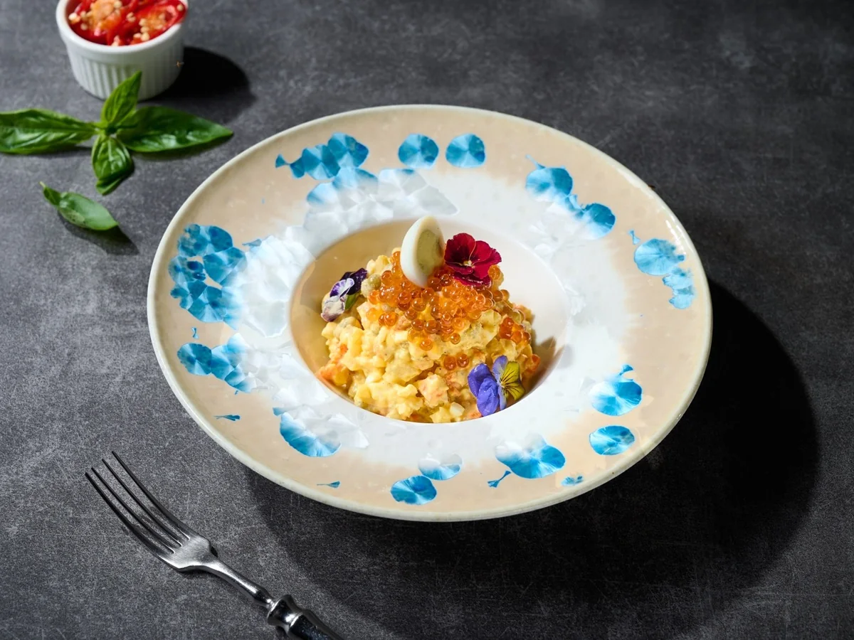Olivier Salad with Red Caviar at LETO Restaurant in Guangzhou