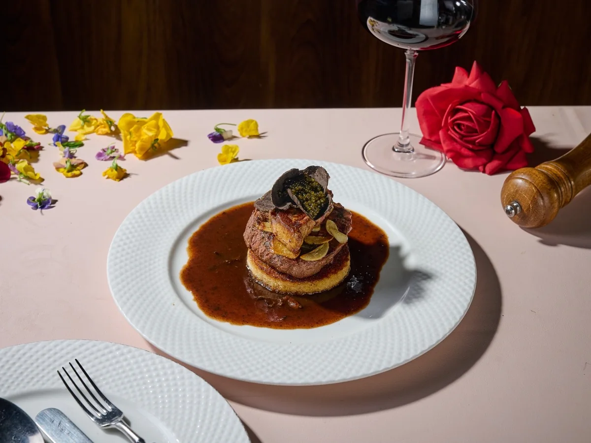 Rossini steak with foie gras, black truffle and caviar at LETO Restaurant Guangzhou